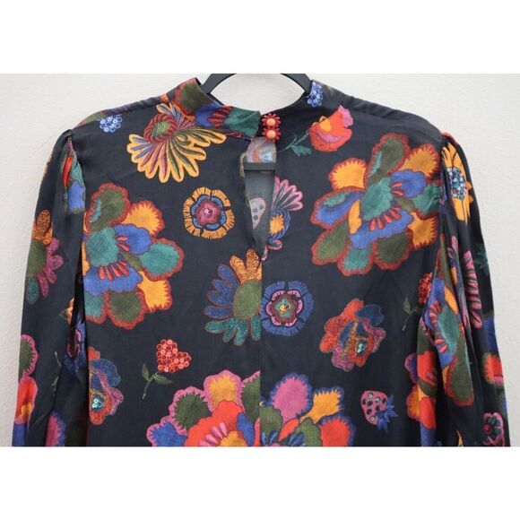 Farm Rio x Anthropologie 301973 Women's Sz XL Multi Lilys Garden L/S Blouse - Picture 4 of 12